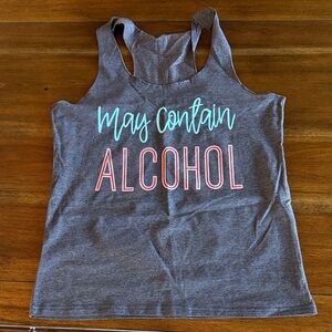 NEW “May Contain Alcohol” Racerback Gray Tank Top Medium M